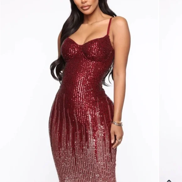 Fashion Nova Striking Arrival Burgundy Silver Sequin Mini Dress - Picture 5 of 10
